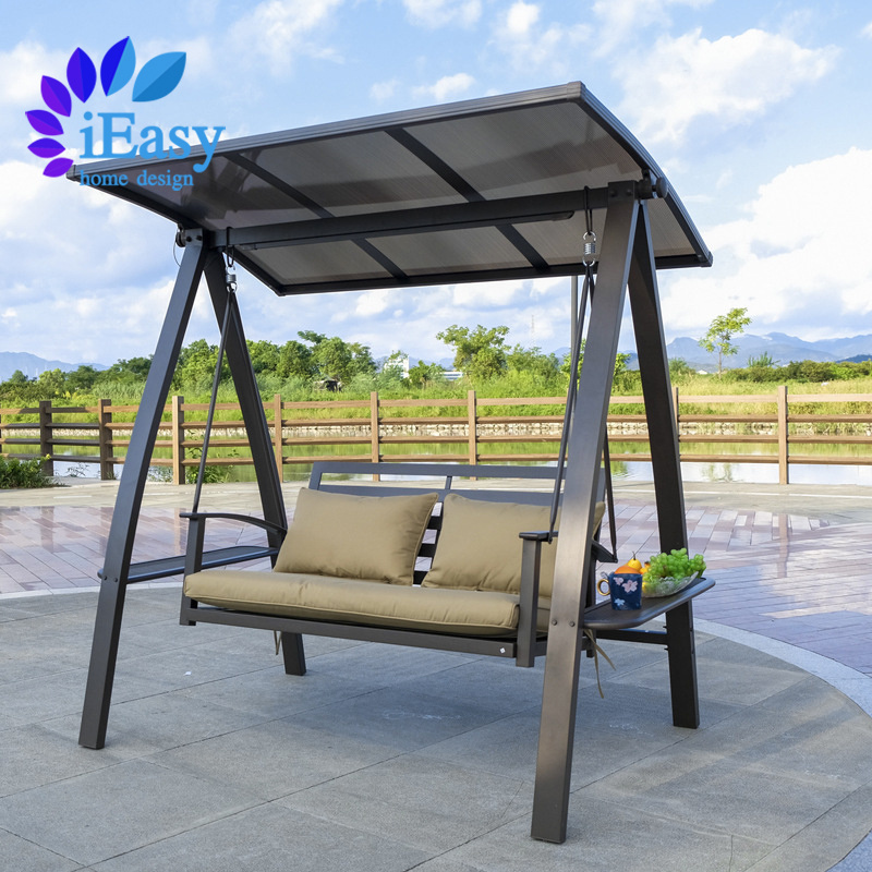 iEasy hot sale solar energy courtyard leisure garden patio swing outdoor patio swing outdoor swing chair with seat cushion