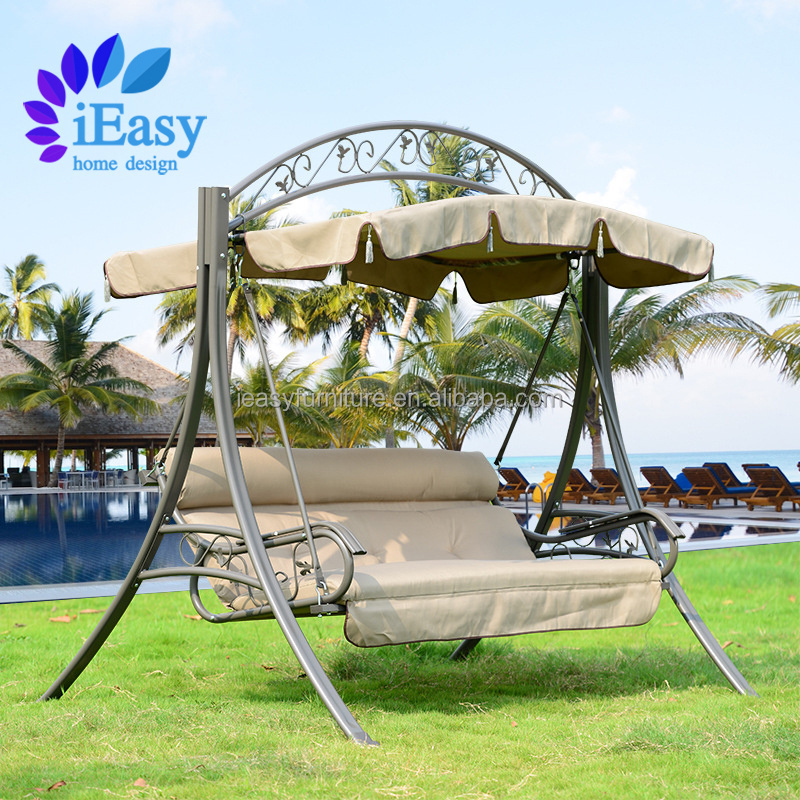 iEasy hot selling outdoor chair 3 person seat beach courtyard  patio rocking swing chair garden swing sets garden chair set