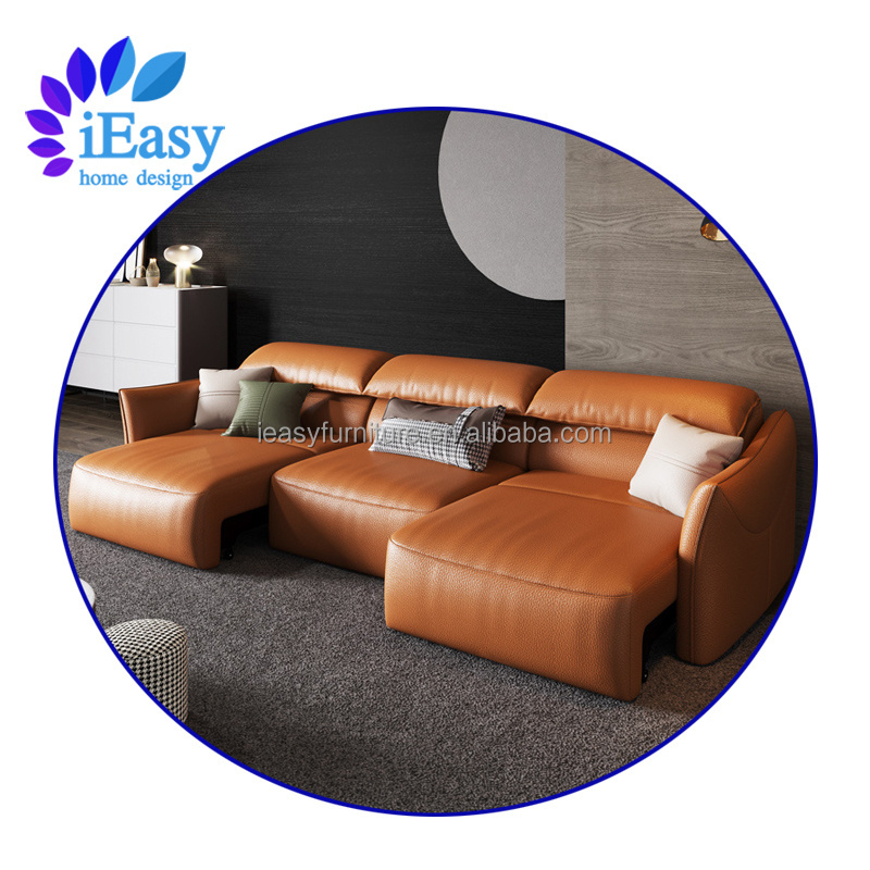 China living room furniture modern italian genuine leather convertible power electric recliner functional sleeper couch sofa bed