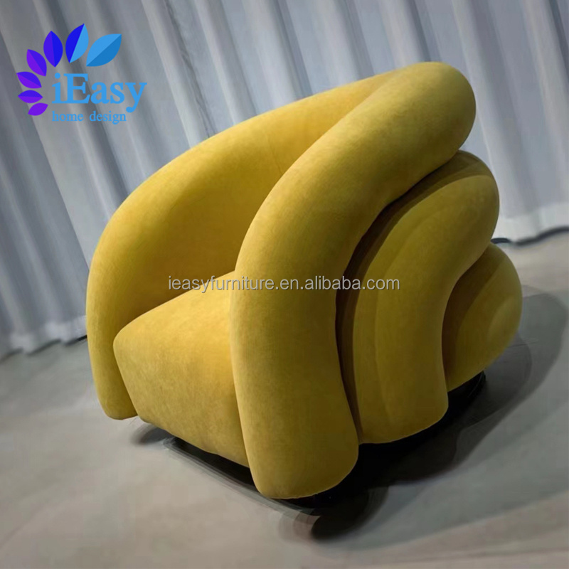 iEasy Factory Velvet Fabric Lazy Sofa Flannel Cushion Chair Single Bedroom Room Balcony Seat Leisure Sofa Living Room Chair