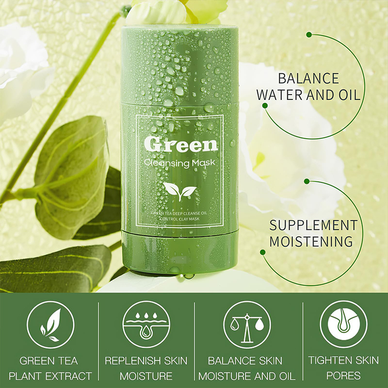 Private Label Natural Beauty Purifying Face Clay Mask Stick Green Tea Essence Oil Control Mud Whitening 2024 New Products