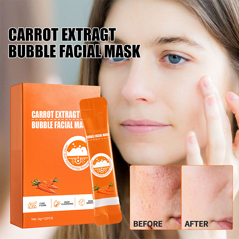 Hot Selling Carotene Salicylic Acid Clean Pores Hydrated Lightening Oil Control Compound Carrot Bubble Mask For Dark Skin