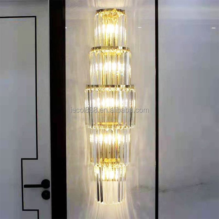 Art Deco Bedroom Plug Adjustable In Light Crystal Modern Indoor Long Bedside Wall Lamp