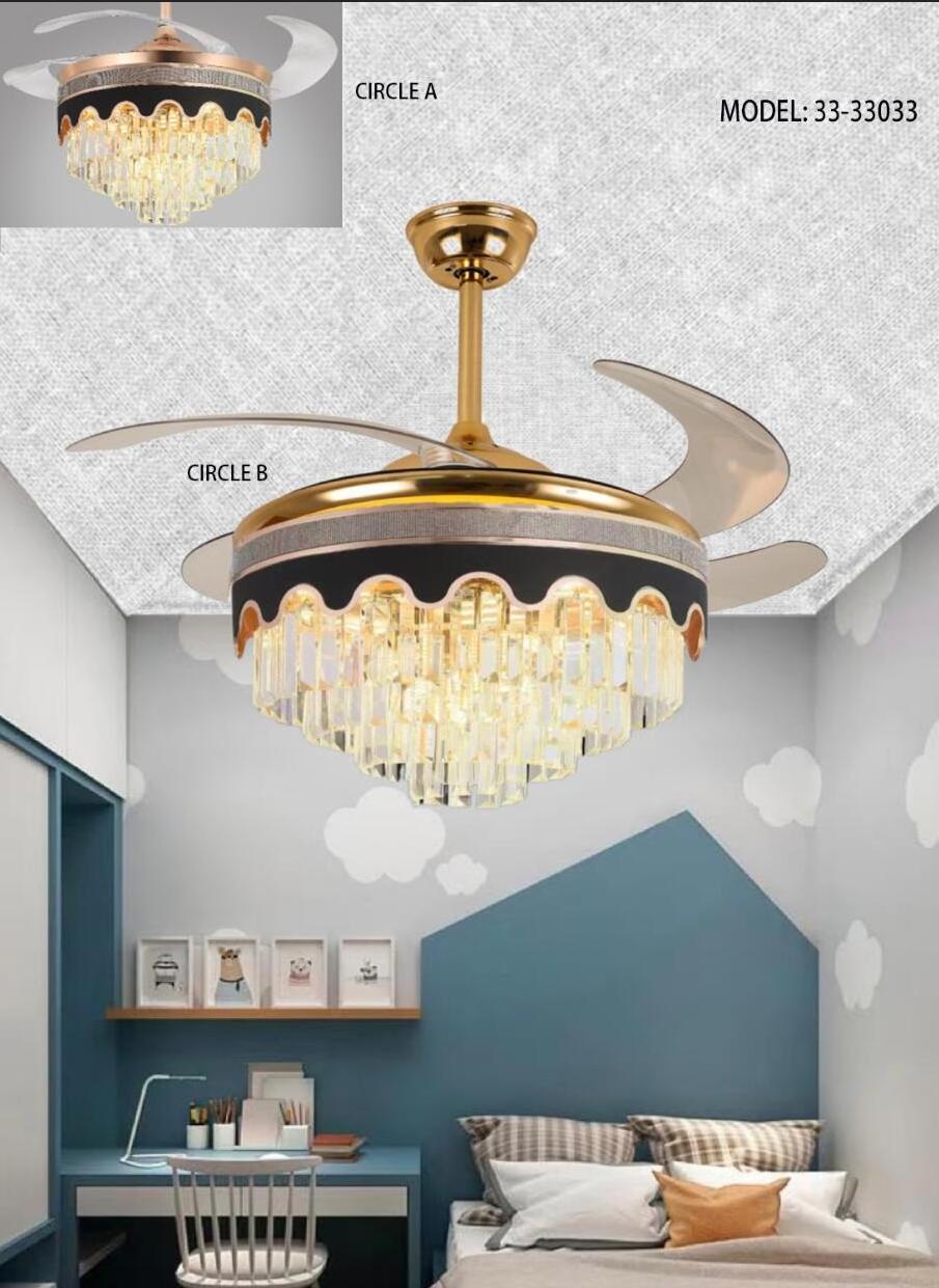 Modern decorative retractable bedroom livling room price remote control crystal chandelier light led ceiling fans