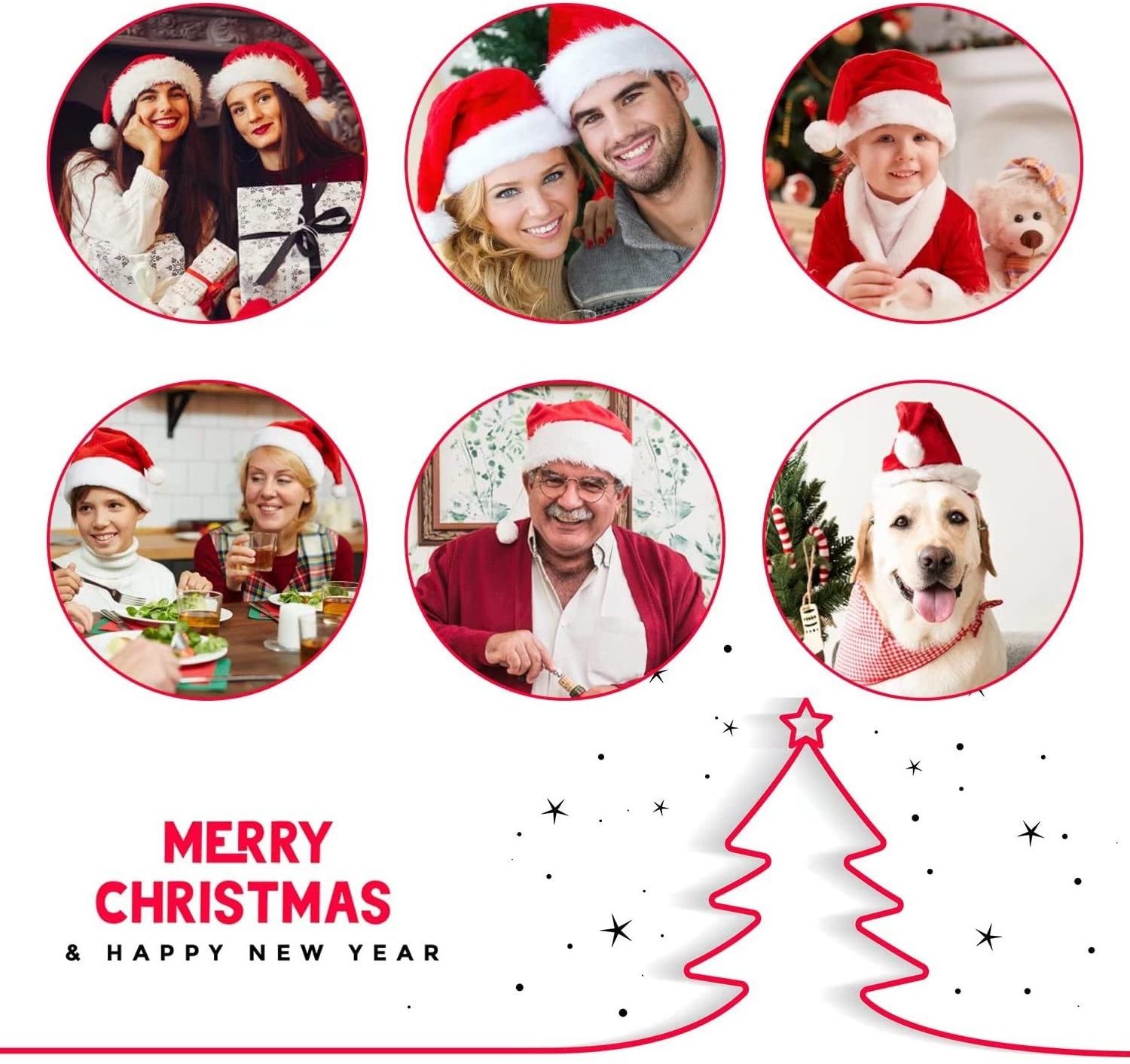 2023 Christmas Santa Hats For Adults Baby Kids Funny Led Mini Dog Christmas Hats