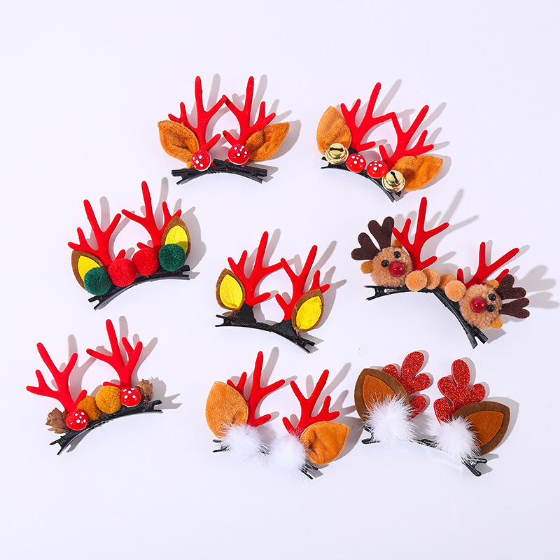 Christmas Hair Clips Cute Deer Ear Hairpin Santa Snowman Barrettes Hairgrip Headwear Hair Accessories For Women Girl