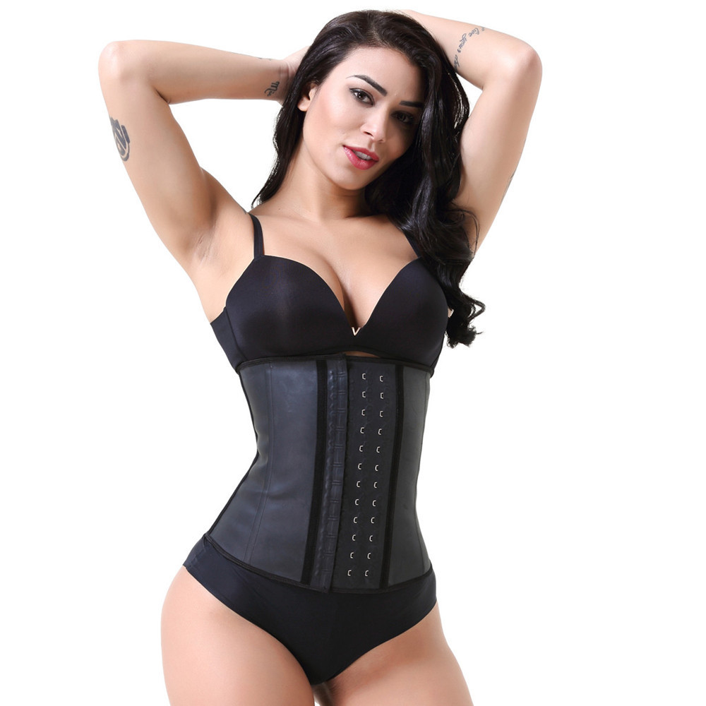 Wholesale Ann Michell cherry Latex Women Corset Waist Trainer 9  Bone Press Rubber Hooks Bustier Corset Slimming colombian fajas