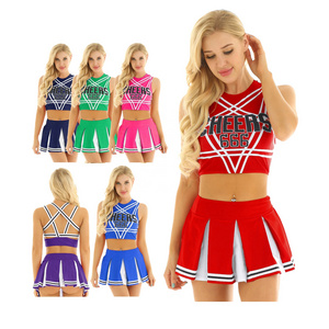 Custom Team Girl 2Pcs cheer leading dress Women Cheerleader Outfits training wear Cheerleading Uniforms