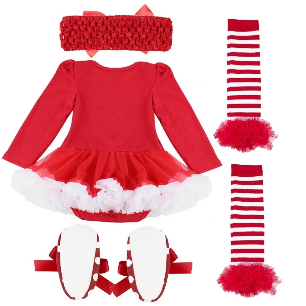 Wholesale Tutu Romper With Headband Leg Warmer Shoes Outfits Baby Christmas Clothes