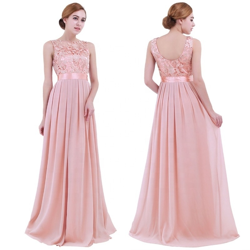 Women Embroidered Chiffon Bridesmaid elegance Long Evening Party Prom Gown Dress