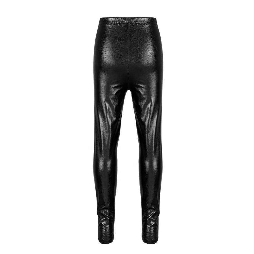 Kids Shiny Jazz Dance Leggings Girls Soft Smooth Fashion Solid Skinny Cheerleading Pants for Dance Competitions Performance Wear