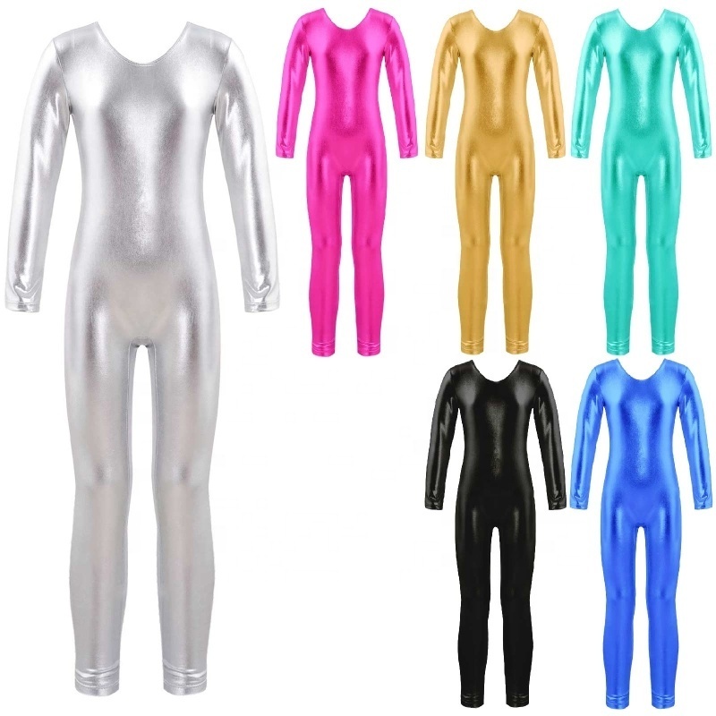 Kids Girls Long Sleeves Ballet Dance Gymnastics Leotard Jumpsuit Rhythmic Dancewear Gymnastics Leotards