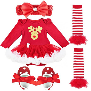 Wholesale Tutu Romper With Headband Leg Warmer Shoes Outfits Baby Christmas Clothes