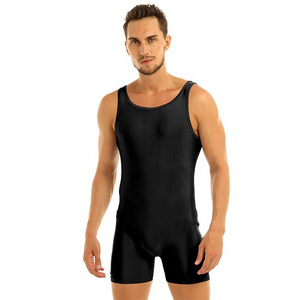 Men Stretchy One Piece Training Dancewear Sport Gym Bodysuit Ballet Costumes Gymnastics Leotards Dance Biketard Unitard