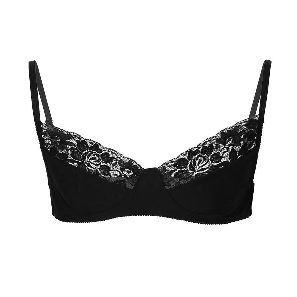 Smooth Fabric Lace Bras Mens Sweet Bralette Sissy Sexy Lingerie Wire-free Bra Top with Adjustable Shoulder Straps for Man