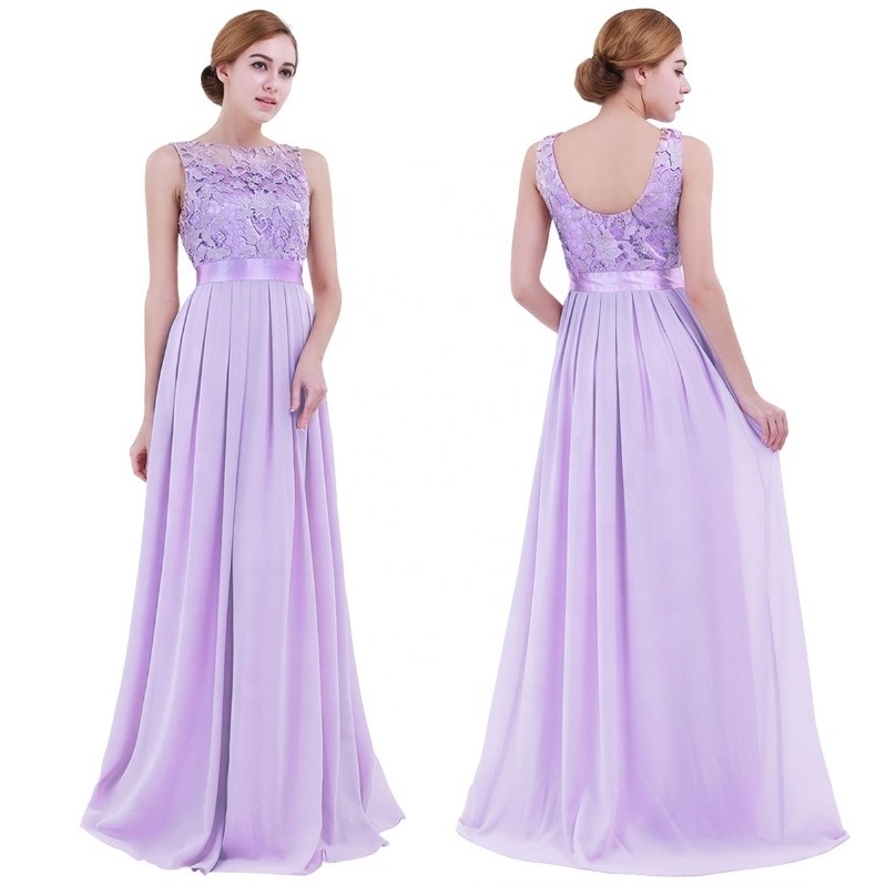 Women Embroidered Chiffon Bridesmaid elegance Long Evening Party Prom Gown Dress