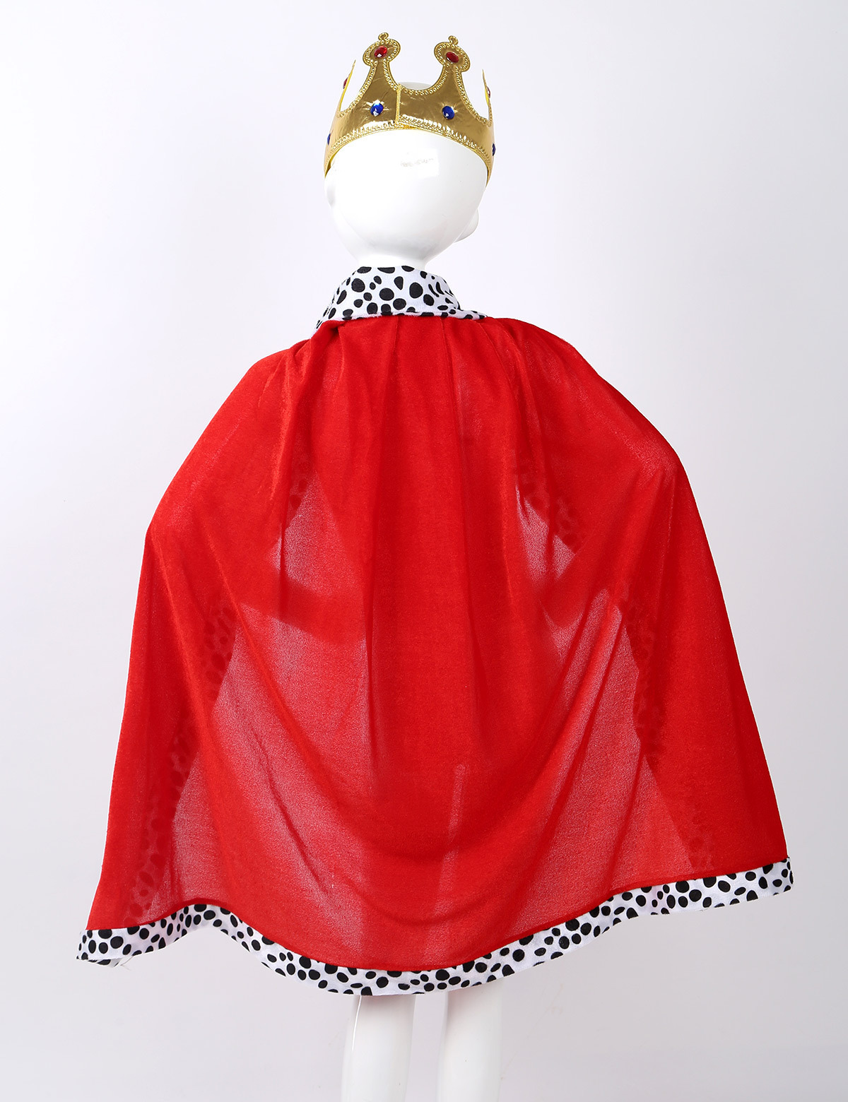 Kids Children King Costumes Outfit Cosplay Halloween Party Dress up Costume Red Velvet Cloak Cape with Crown Outfit