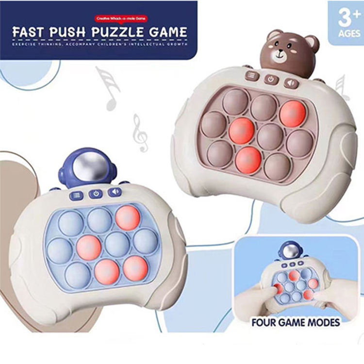 Quick push game console electronic pops it game light up popping fast puzzle interactives game controller fidgets toys