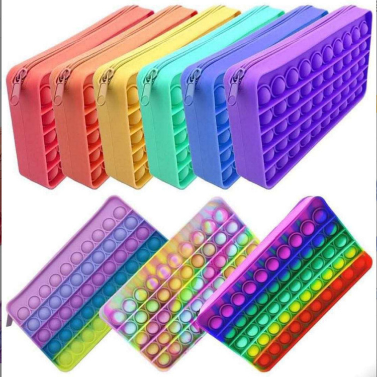 Hot Sale Pencil Storage Push Bubbles Case School Kids Pops Multifunction Cute Silicones Pencil Box For Girls