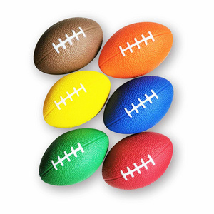 Custom logo pu foam anti stress toy ball 8.5* 6cm solid american football stress relief squeeze ball toys