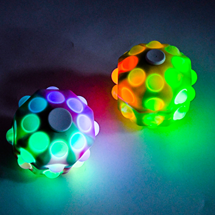 Wholesale rotating silicones stress relief ball 3d decompression light-emitting fidgets toys for adults and kids