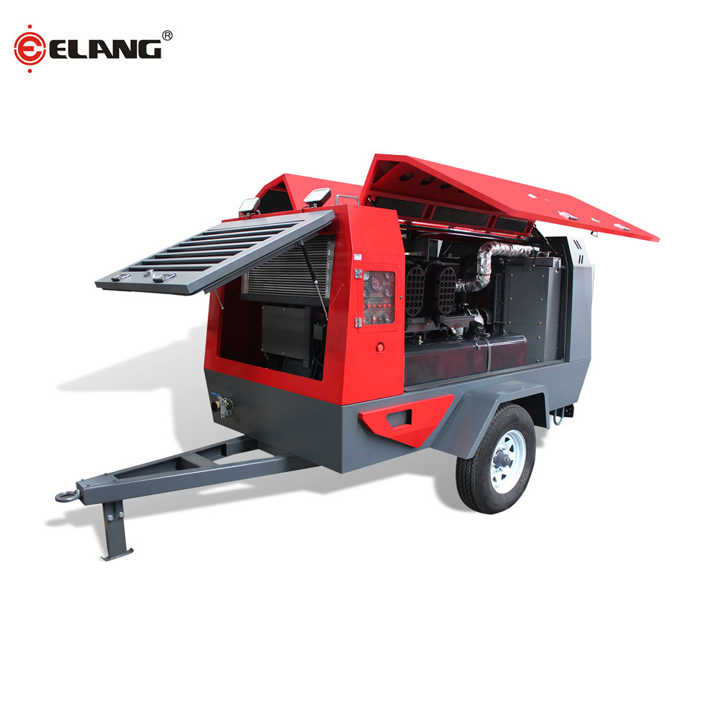 Elang 13Bar 450 cfm Two Wheels Diesel Portable Air Compressor for Water Well Drilling Rig