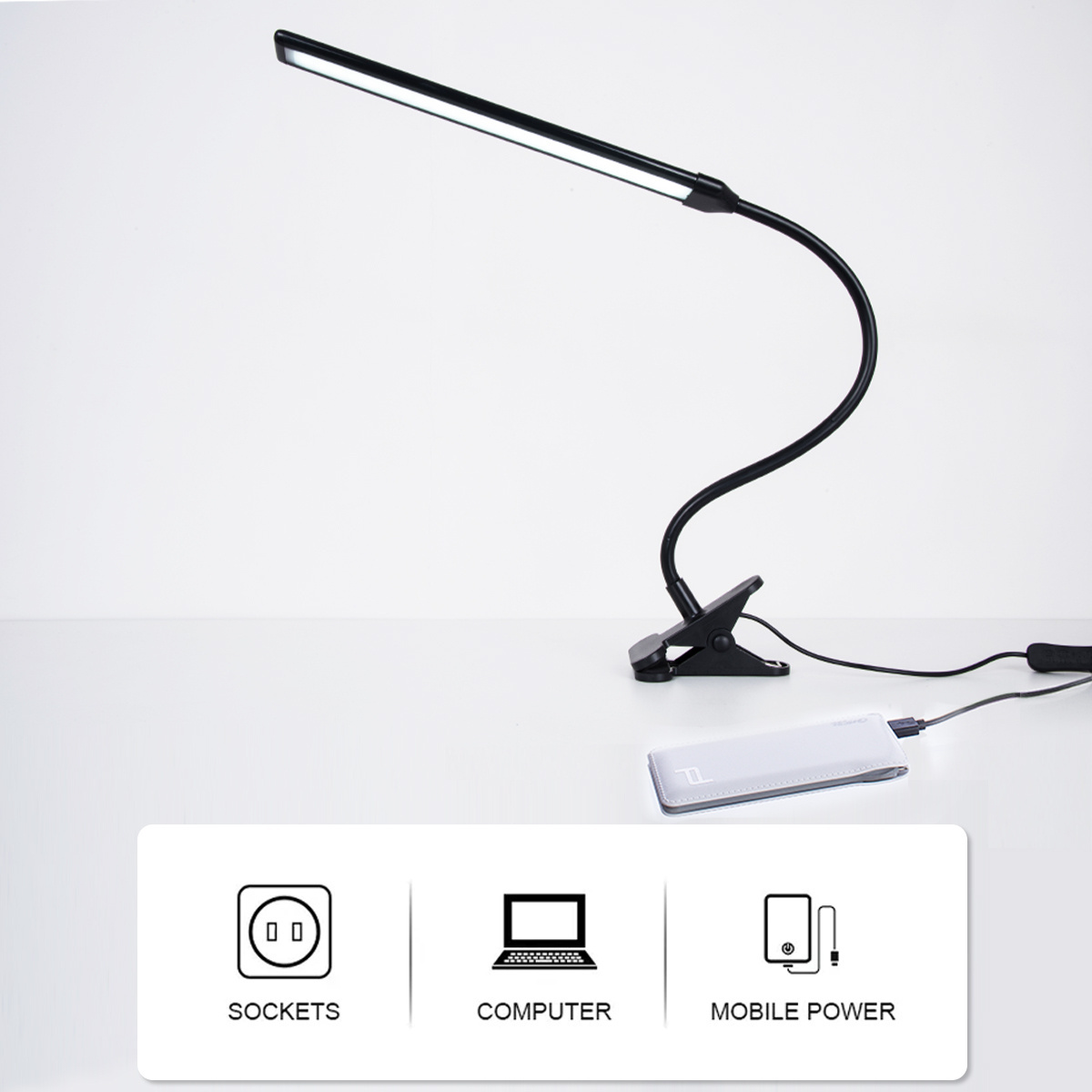 Hot Sales Fold Long Swing Arm Led Clip Desk Lamp Reading Light For Office Study Work Luz de lectura