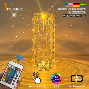 Cordless Crystal Rose Led Desk Lights For Bar Lampka Nocna Touch Sensor Battery Restaurants Rechargeable led Table Lamp