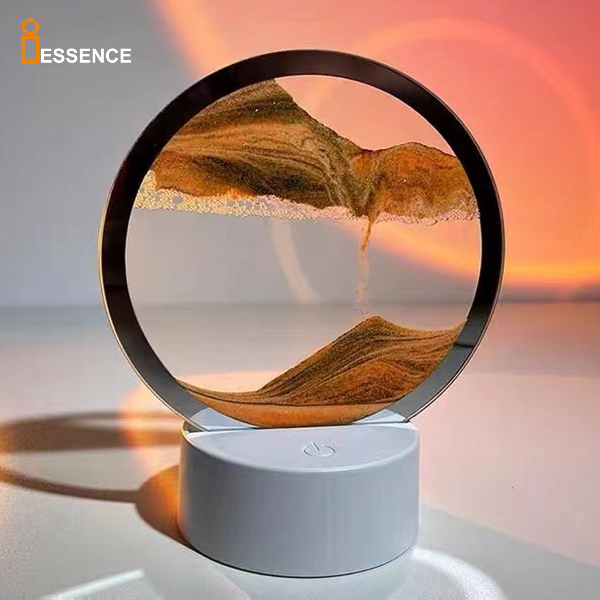 LED Moving Sand Art Desk Lamp 3D Hourglass Table Lamp Craft Quicksand Natural Landscape Flowing Sand Nightlight sandscape