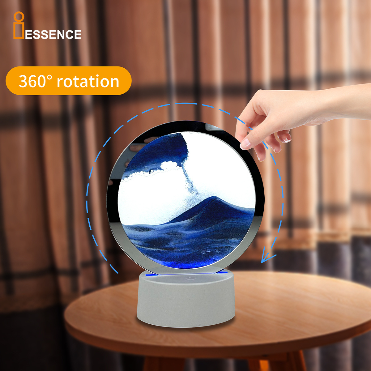 LED Moving Sand Art Desk Lamp 3D Hourglass Table Lamp Craft Quicksand Natural Landscape Flowing Sand Nightlight sandscape