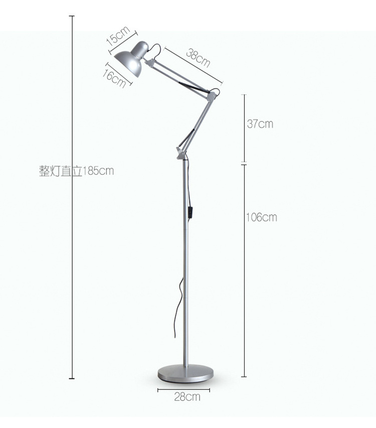 American Coffee Table Shelf Solid Steel Floor Lamp Simple Modern Creative Bedroom Sofa Side Vertical Lamp Reading Lamp