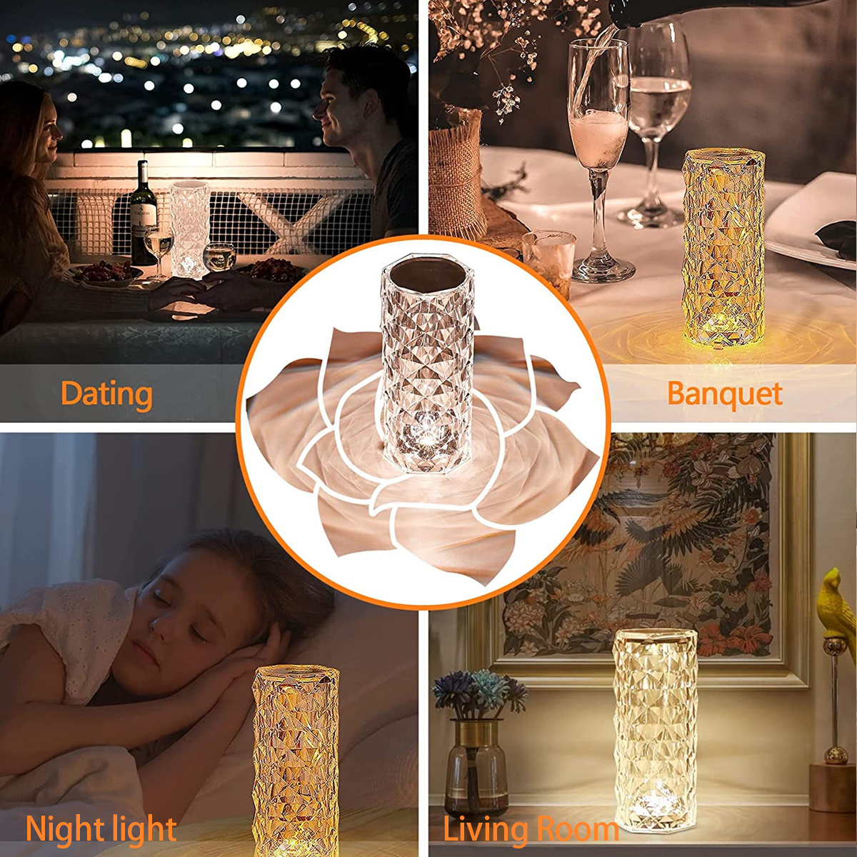 Table Lamp 16 Colors Changing Rgb Touch Lamp Usb Romantic Led Rose crystal small Desk Lamps For Bedroom Living