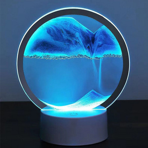 Modern Desk Light 3D Led Table Lamp Led Moving Art Dynamic Sandscape Quicksand Painting Quick Sand Lamp