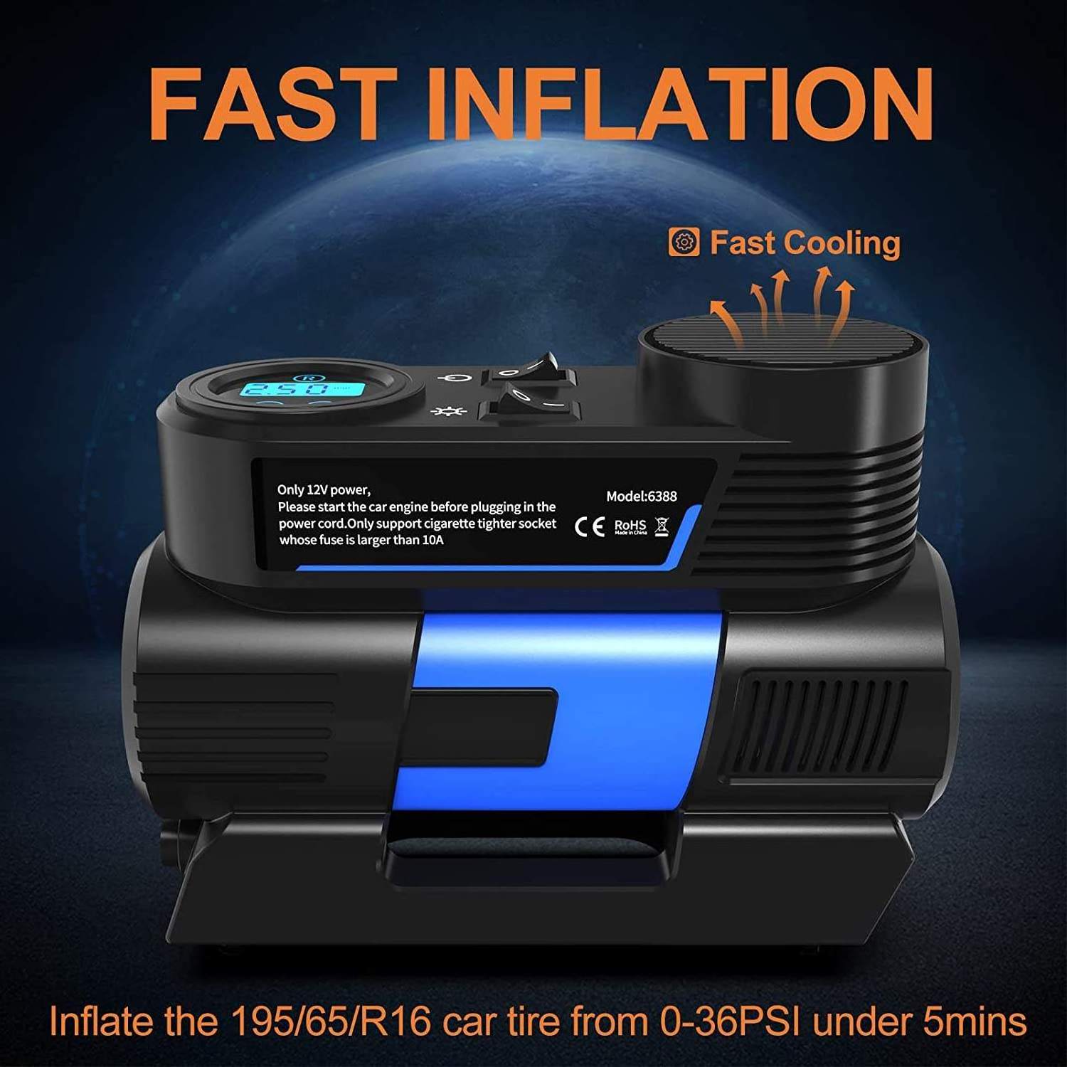 Auto Motorcycle Bicycle 120W Digital Tire Inflator DC 12 V Car Portable Air Compressor Pump 150 PSI Car Air Compressor