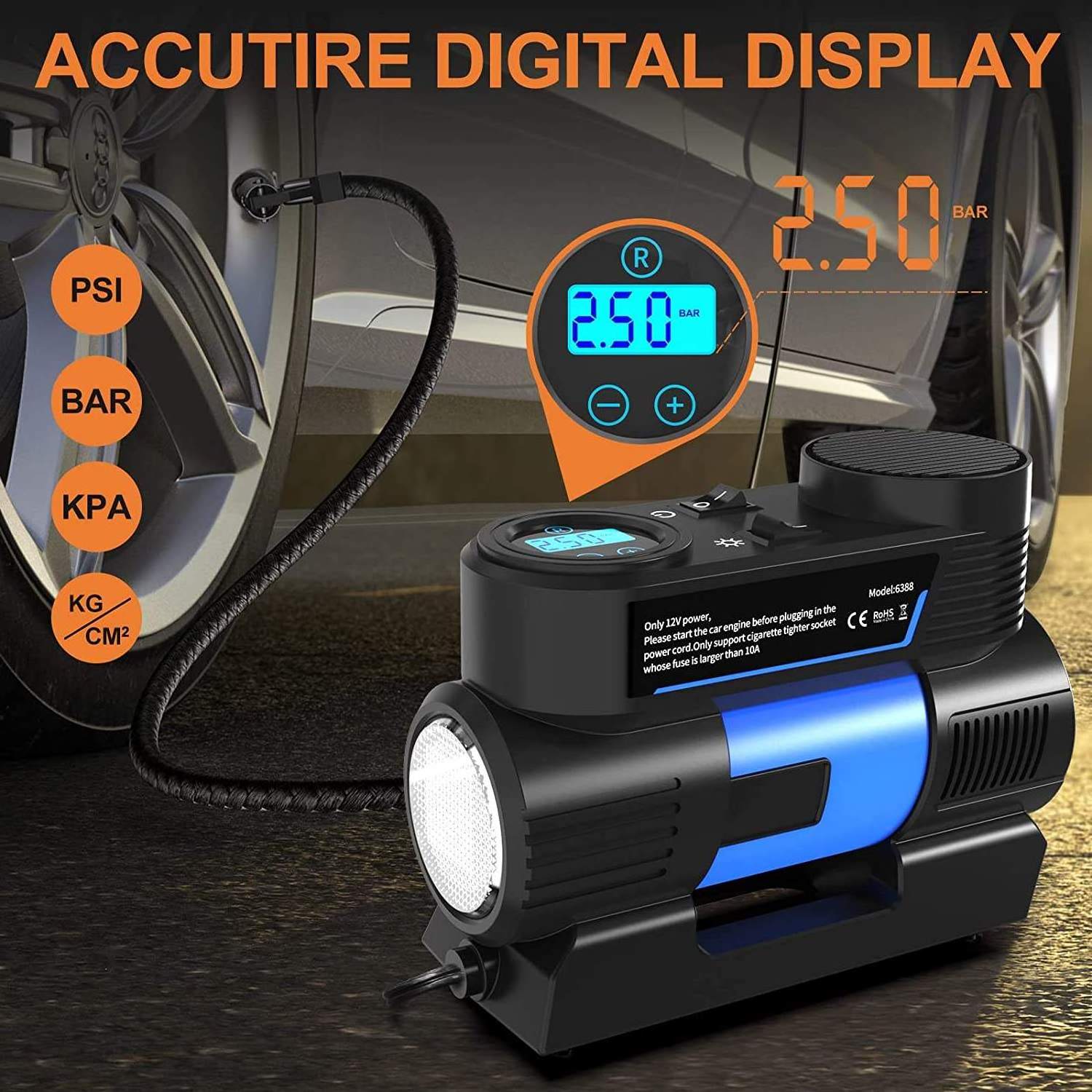 Auto Motorcycle Bicycle 120W Digital Tire Inflator DC 12 V Car Portable Air Compressor Pump 150 PSI Car Air Compressor