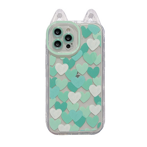 Cute Girl Cat Ear Phone Case For iPhone 13 Pro Max Clear Transparent Shock Proof Protective Cover For iPhone Mobile Phone Access