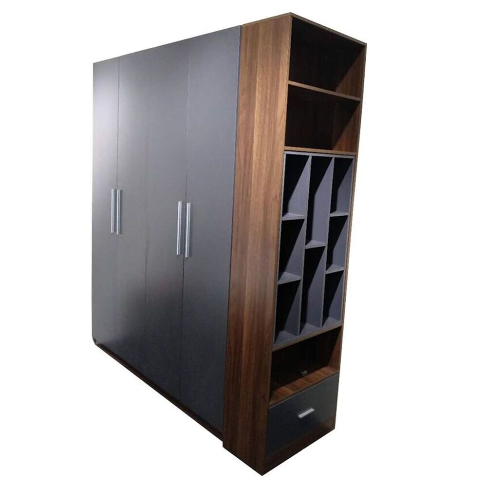 Hot sale modern design wooden wardrobe cabinet bedroom house furniture walnut color wardrobe