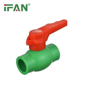 IFAN PPR Hot Sale Wholesale Plastic PPR Ball Valve Red Handle Normal Brass Core 20-63mm Size PN25 PPR Fitting Valve For Pipe