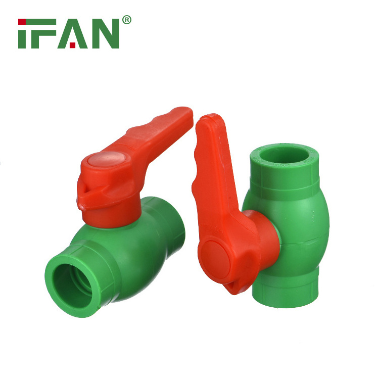 IFAN PPR Hot Sale Wholesale Plastic PPR Ball Valve Red Handle Normal Brass Core 20-63mm Size PN25 PPR Fitting Valve For Pipe