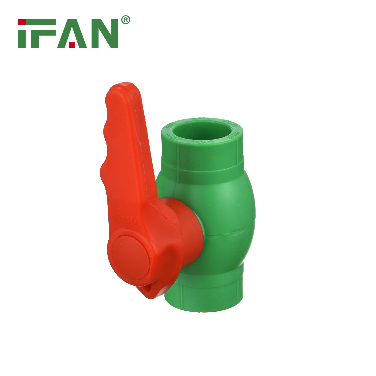 IFAN PPR Hot Sale Wholesale Plastic PPR Ball Valve Red Handle Normal Brass Core 20-63mm Size PN25 PPR Fitting Valve For Pipe