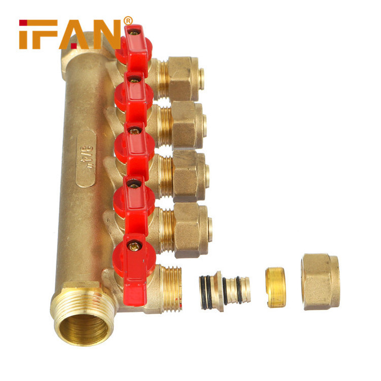 IFAN Hot Sale 3/4 inch Plumbing Fitting  PEX Manifold Butterfly Handle Brass Water Underfloor Manifold