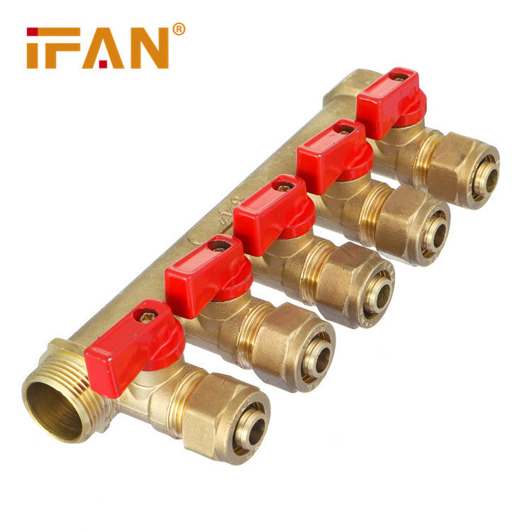 IFAN Hot Sale 3/4 inch Plumbing Fitting  PEX Manifold Butterfly Handle Brass Water Underfloor Manifold