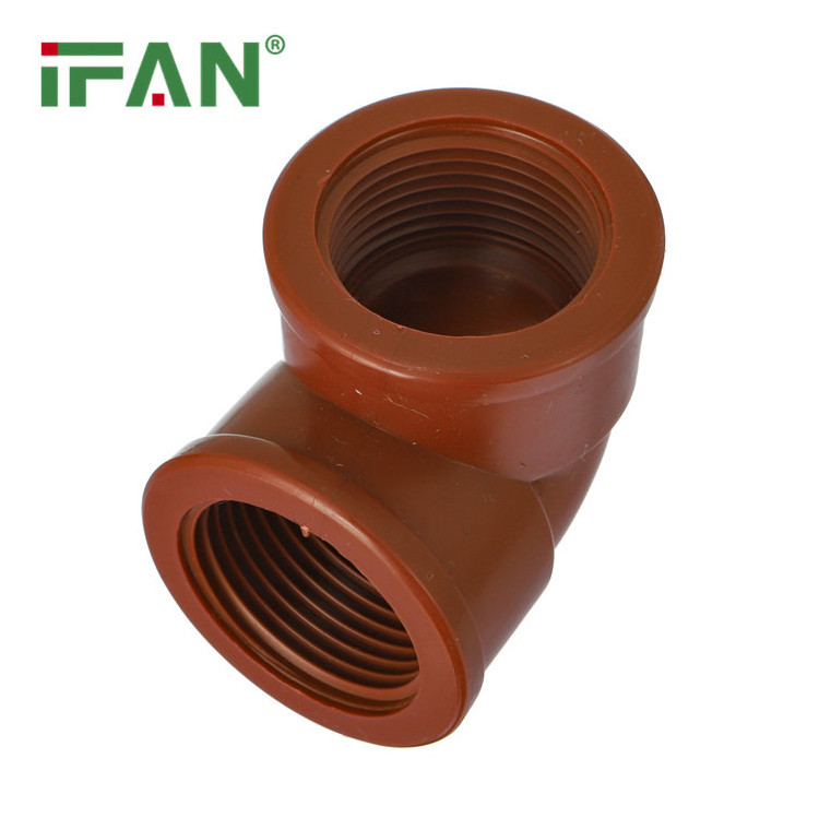 IFAN Factory Best Selling PPH Fittings for Hot Cold Water Pipe Brown Male Socket and pph elbow Plastic Pipe and Fittings