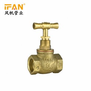 IFAN Valve Manufacturer Plumbing Fittings Brass Ball Valve T head Stop Cock F/F Brass Water Stop Gate Valve