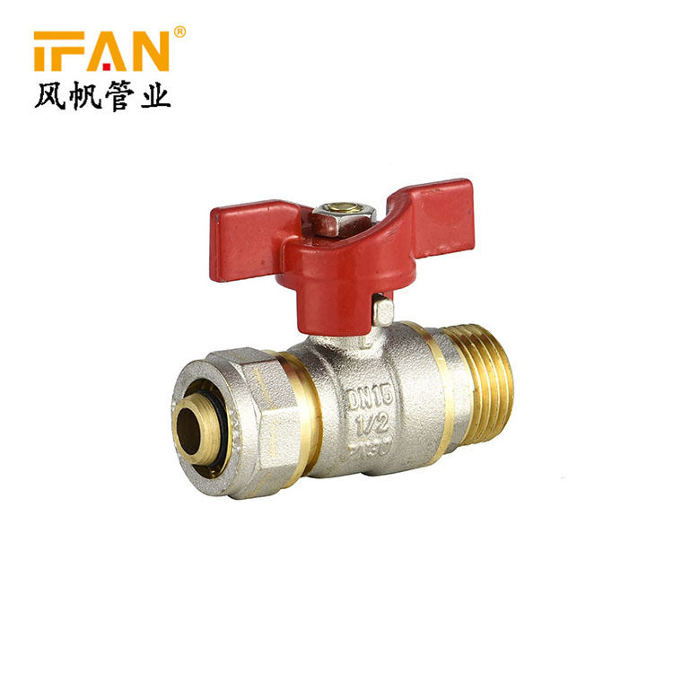 IFAN Wholesale 16mm*1/2 inch Male Thread Handle Butterfly Valve Brass Ball Valve for PEX Pipe