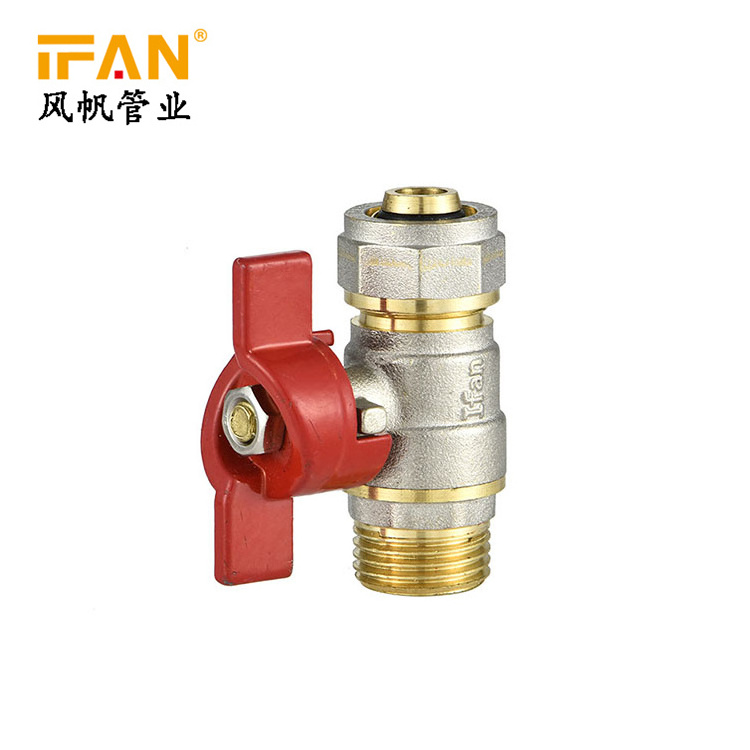 IFAN Wholesale 16mm*1/2 inch Male Thread Handle Butterfly Valve Brass Ball Valve for PEX Pipe