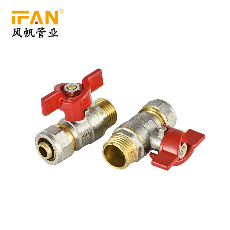 IFAN Wholesale 16mm*1/2 inch Male Thread Handle Butterfly Valve Brass Ball Valve for PEX Pipe