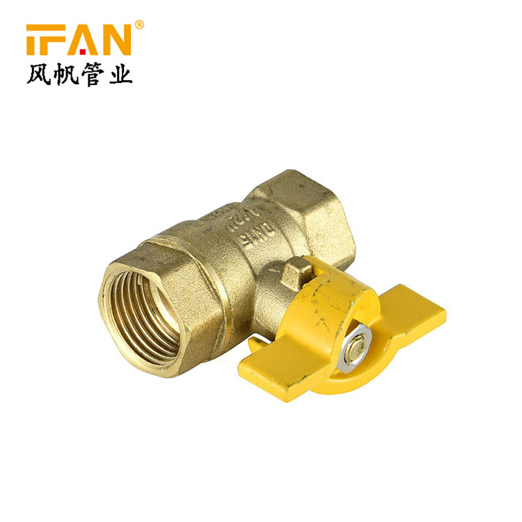 IFAN China Valve Manufactory 1/2 3/4 1inch Butterfly Handle Gas Valve Yellow Brass Gas Ball Valve