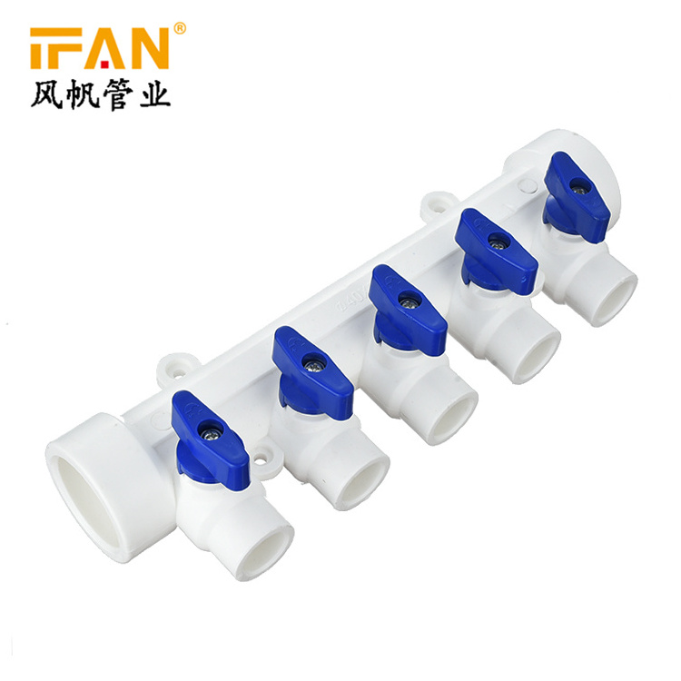 Ifan High Pressure PPR Pipe Fitting 4 Ways Faucet PPR Brass Manifold Valve Water Control PPR Ball Valve Manifold