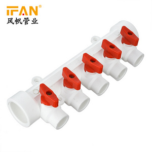 Ifan High Pressure PPR Pipe Fitting 4 Ways Faucet PPR Brass Manifold Valve Water Control PPR Ball Valve Manifold